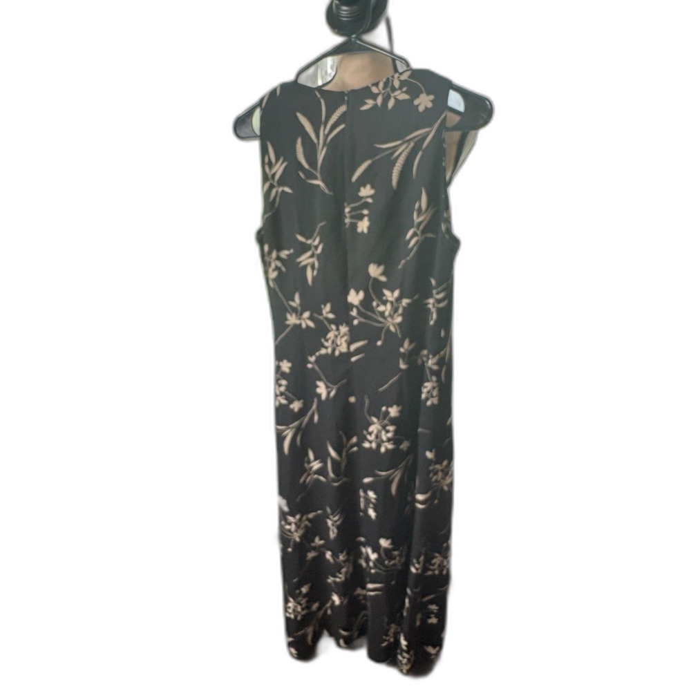 Evan-Picone Black Floral Sleeveless Maxi Dress Size 8